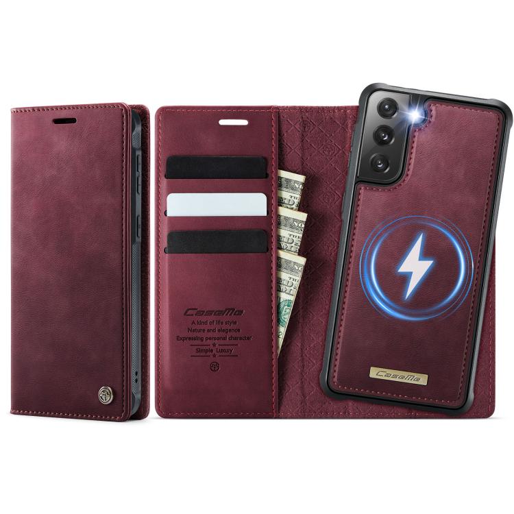 

For Samsung Galaxy S21 FE 5G CaseMe C49 Magnetic RFID Blocking Detachable Wallet Leather Phone Case(Red)