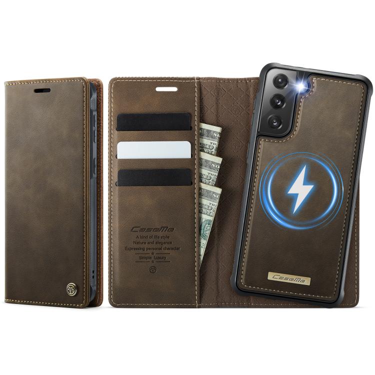 

For Samsung Galaxy S21 5G CaseMe C49 Magnetic RFID Blocking Detachable Wallet Leather Phone Case(Coffee)
