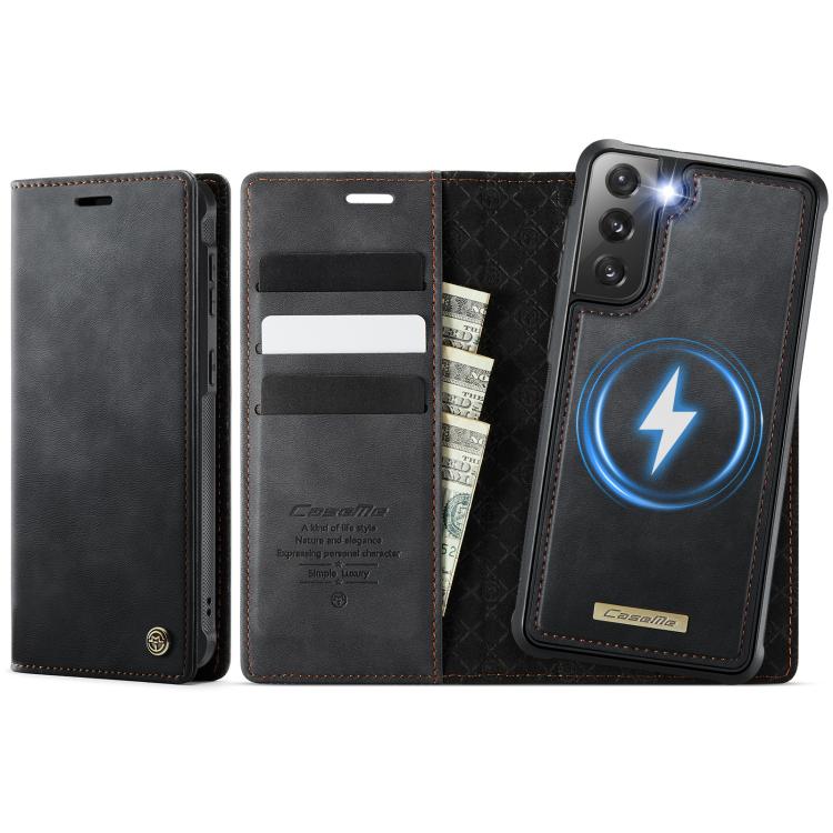 

For Samsung Galaxy S21+ 5G CaseMe C49 Magnetic RFID Blocking Detachable Wallet Leather Phone Case(Black)