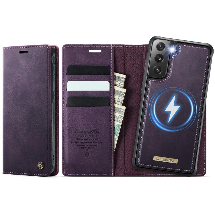 

For Samsung Galaxy S21+ 5G CaseMe C49 Magnetic RFID Blocking Detachable Wallet Leather Phone Case(Purple)