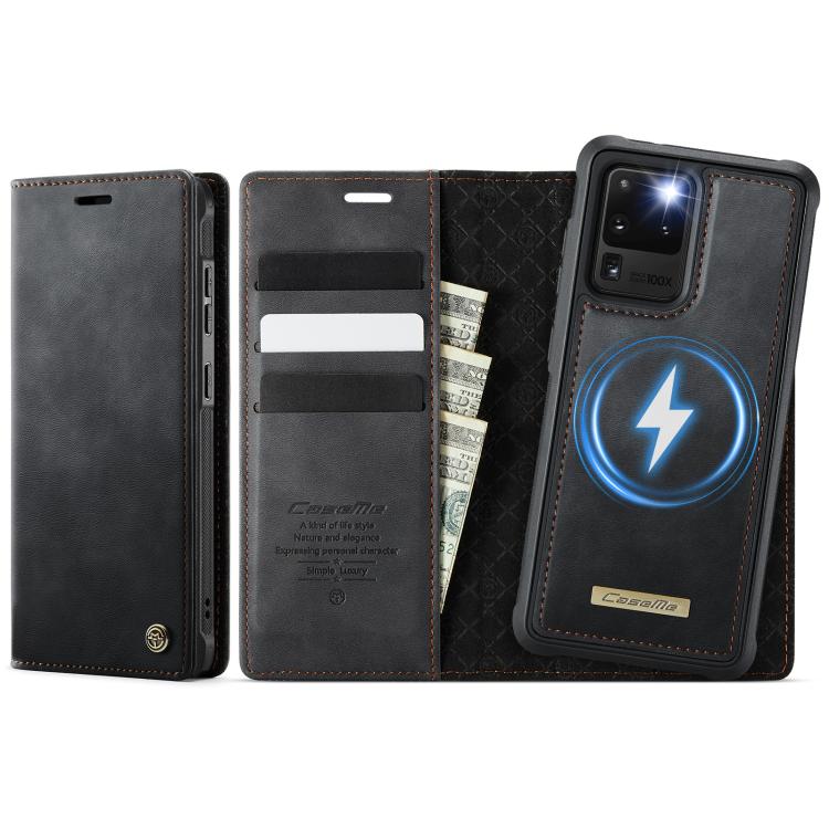 

For Samsung Galaxy S20 Ultra CaseMe C49 Magnetic RFID Blocking Detachable Wallet Leather Phone Case(Black)