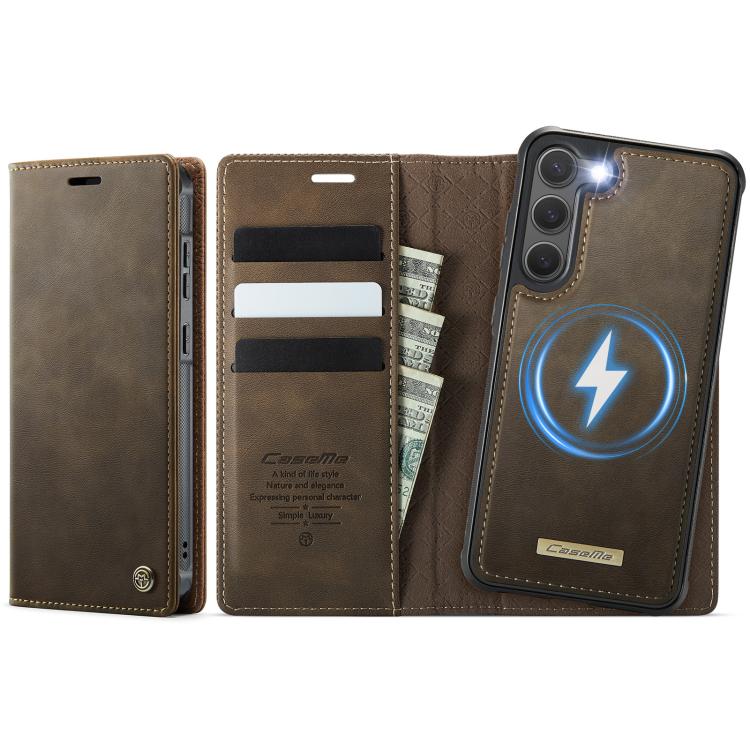 

For Samsung Galaxy S23+ 5G CaseMe C49 Magnetic RFID Blocking Detachable Wallet Leather Phone Case(Coffee)