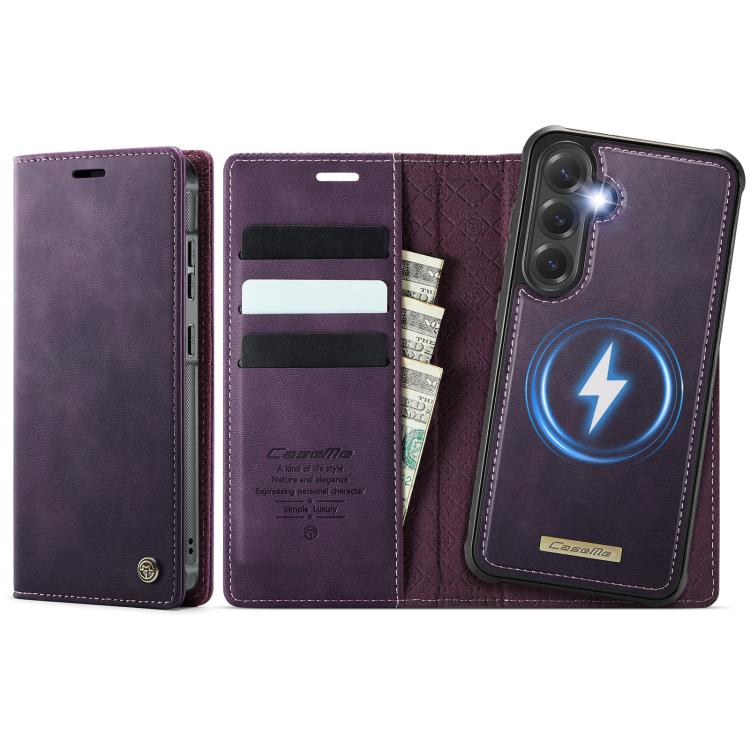 

For Samsung Galaxy S24 FE 5G CaseMe C49 Magnetic RFID Blocking Detachable Wallet Leather Phone Case(Purple)
