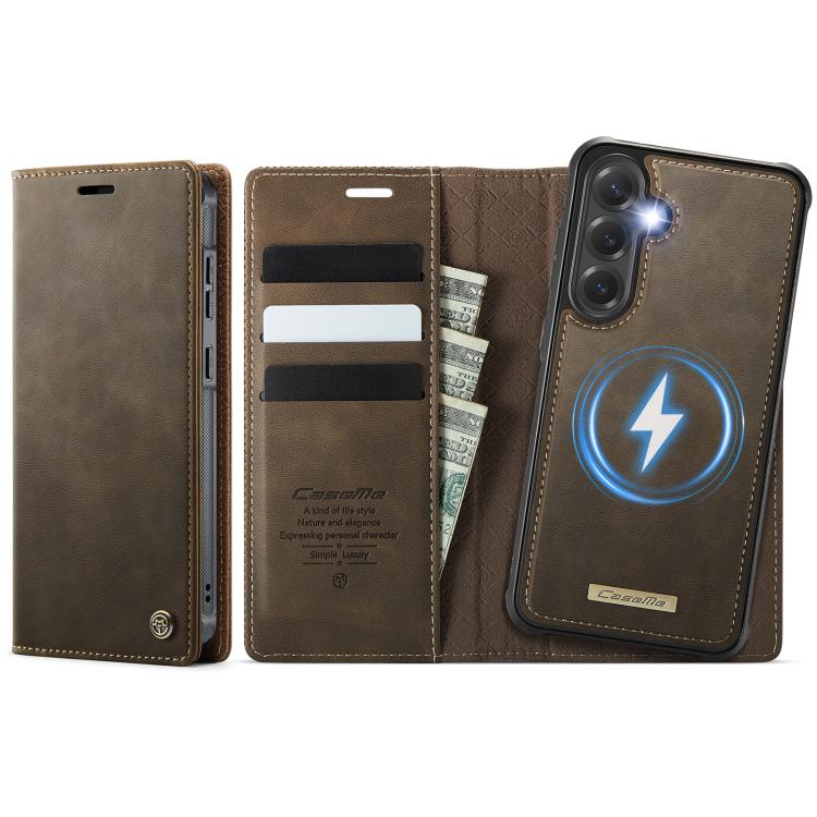 

For Samsung Galaxy S24 / S25 CaseMe C49 Magnetic RFID Blocking Detachable Wallet Leather Phone Case(Coffee)