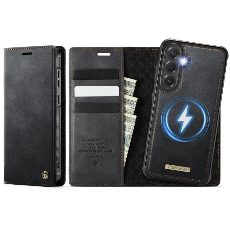 

For Samsung Galaxy S24+ / S25+ CaseMe C49 Magnetic RFID Blocking Detachable Wallet Leather Phone Case(Black)