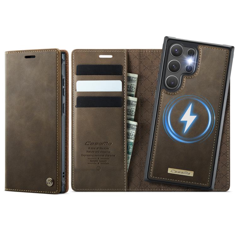 

For Samsung Galaxy S24 Ultra 5G CaseMe C49 Magnetic RFID Blocking Detachable Wallet Leather Phone Case(Coffee)