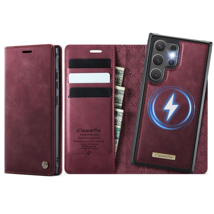 

For Samsung Galaxy S25 Ultra 5G CaseMe C49 Magnetic RFID Blocking Detachable Wallet Leather Phone Case(Red)