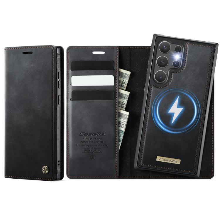

For Samsung Galaxy S25 Ultra 5G CaseMe C49 Magnetic RFID Blocking Detachable Wallet Leather Phone Case(Black)