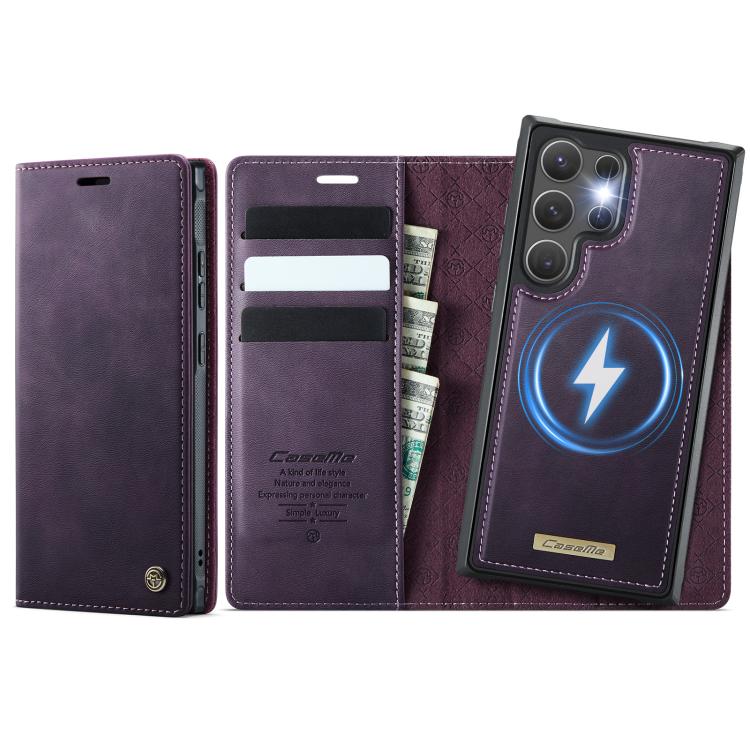 

For Samsung Galaxy S25 Ultra 5G CaseMe C49 Magnetic RFID Blocking Detachable Wallet Leather Phone Case(Purple)