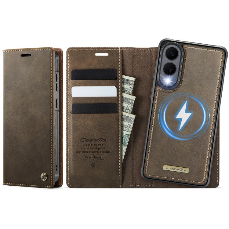 

For Samsung Galaxy S25 Edge 5G CaseMe C49 Magnetic RFID Blocking Detachable Wallet Leather Phone Case(Coffee)