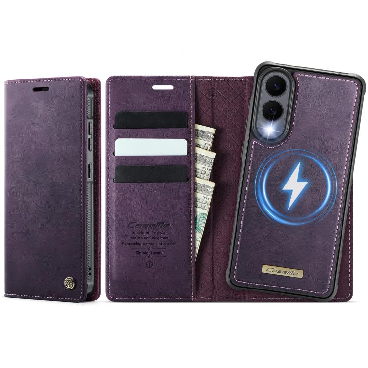 

For Samsung Galaxy S25 Edge 5G CaseMe C49 Magnetic RFID Blocking Detachable Wallet Leather Phone Case(Purple)