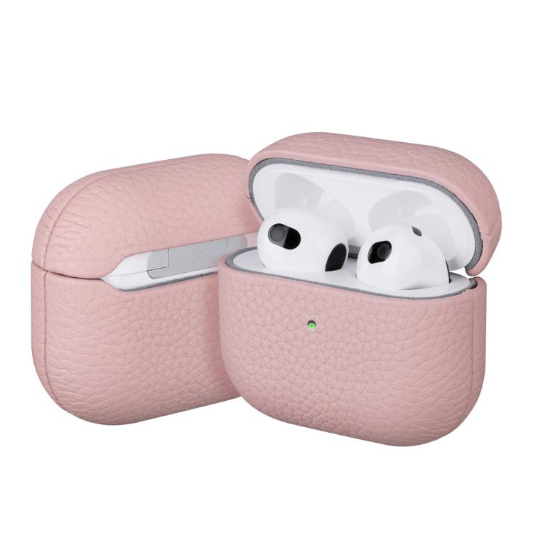 

For AirPods 3 Litchi Grain Genuine Leather Earbuds Protective Case(Pink)