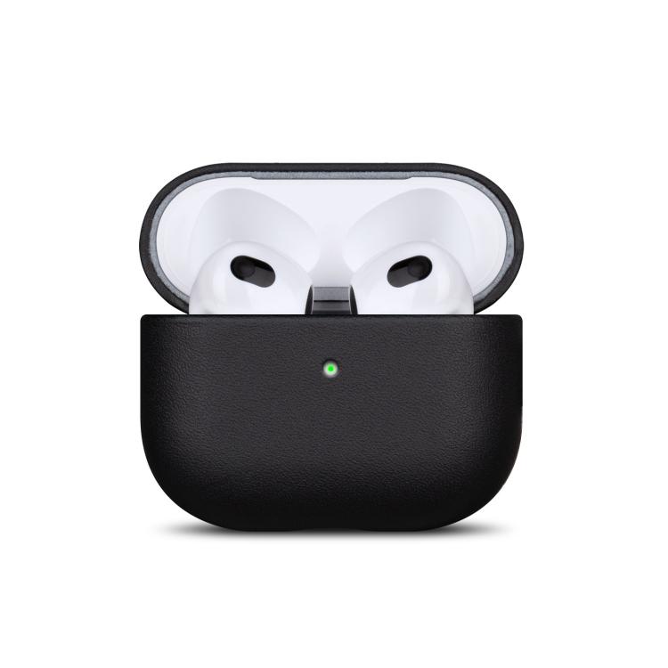

For AirPods 4 Full-grain Genuine Leather Earbuds Protective Case(Black)