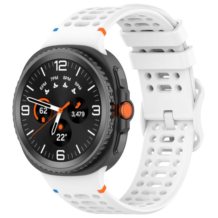 

For Samsung Galaxy Watch8 40 / 44mm Eight-shaped Buckle Breathable Stitched Silicone Watch Band(White)