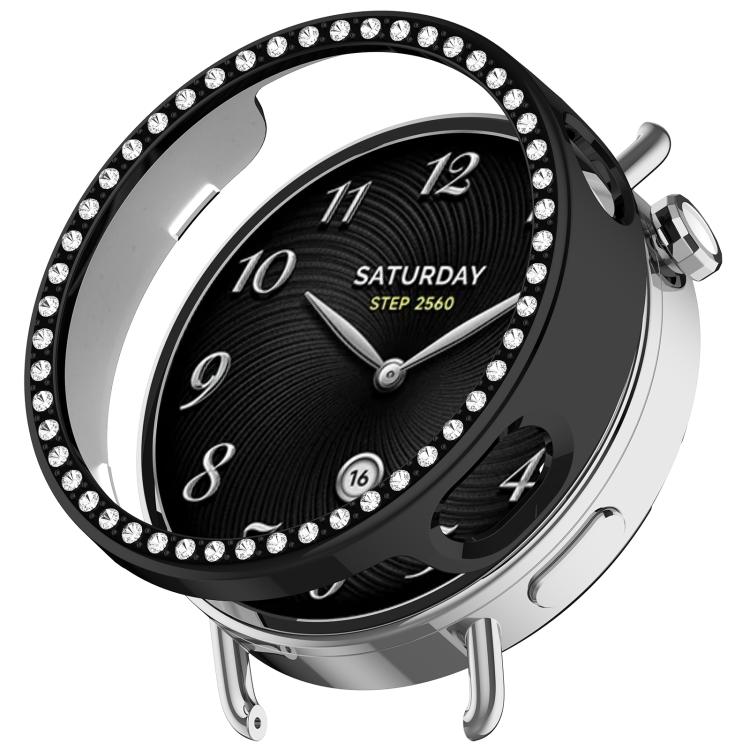 

For Xiaomi Watch S4 41mm Single Row Diamond Half Coverage Hollow TPU Watch Cover(Black)