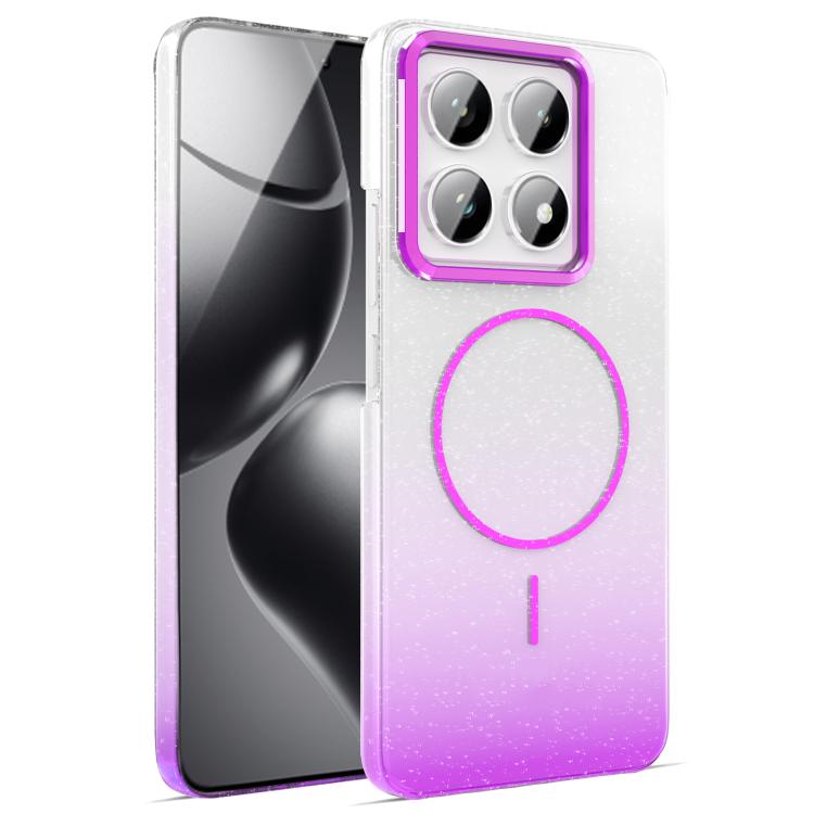 

For Xiaomi 14T Pro Gold Diamond Glitter Gradient MagSafe Shockproof Phone Case(Red)