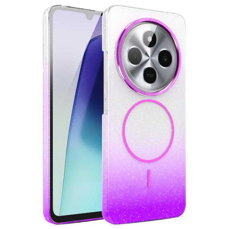 

For Xiaomi Redmi 14C 4G Gold Diamond Glitter Gradient MagSafe Shockproof Phone Case(Purple)
