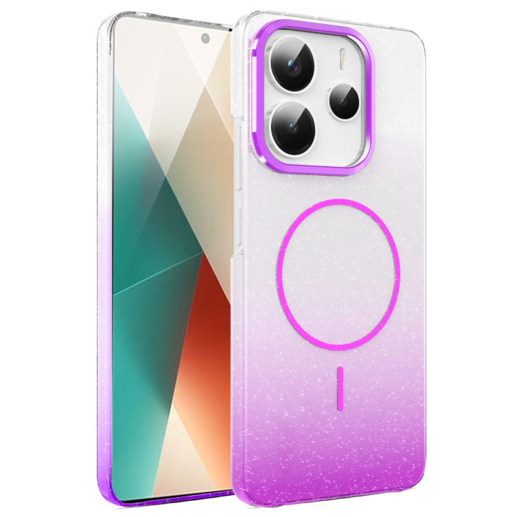 

For Xiaomi Redmi Note 14 5G Gold Diamond Glitter Gradient MagSafe Shockproof Phone Case(Purple)