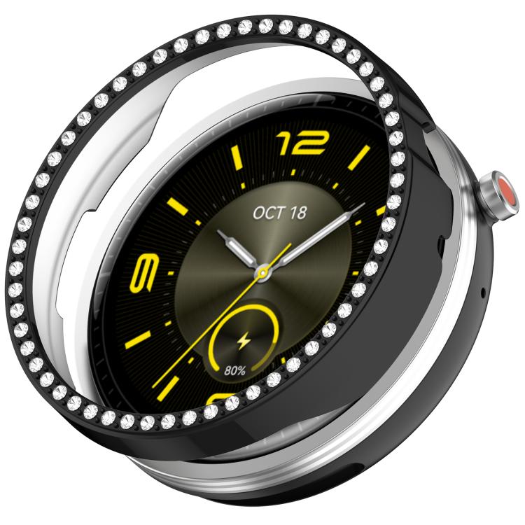 

For Honor Watch Fit Elegant Single Row Diamond Half Coverage Hollow TPU Watch Cover(Black)