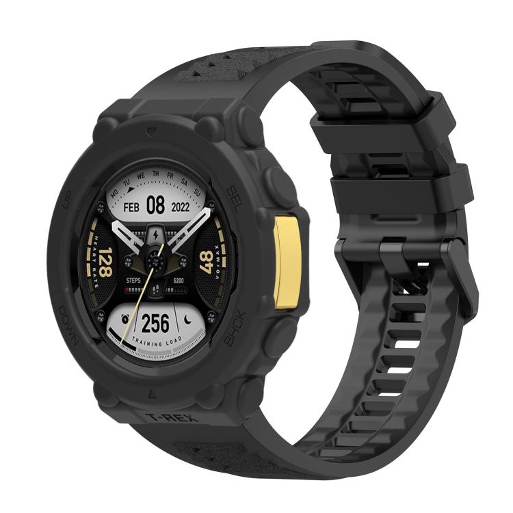 

For Huami Amazfit T-Rex 2 Silicone Watch Cover Integrated Sport Silicone Watch Band(Black)