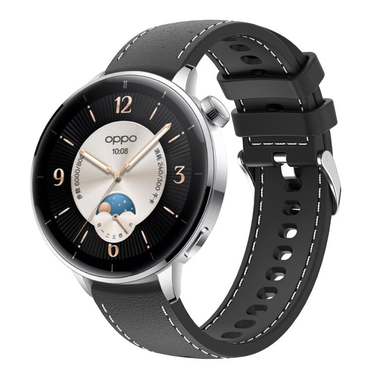 

18mm Stitched Silicone Watch Band(Black)