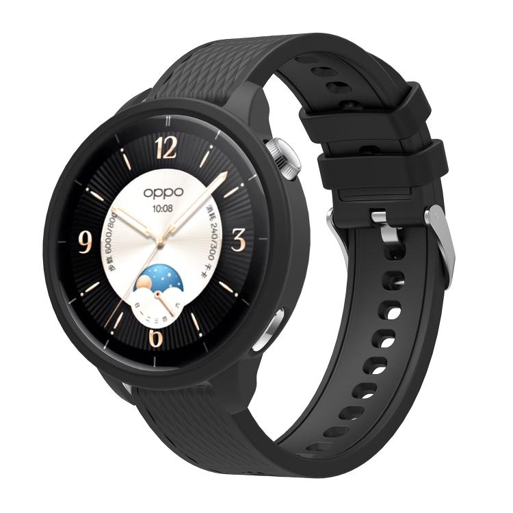 

For OPPO Watch X2 Mini Silicone Watch Cover Integrated Diamond Texture Silicone Watch Band(Black)