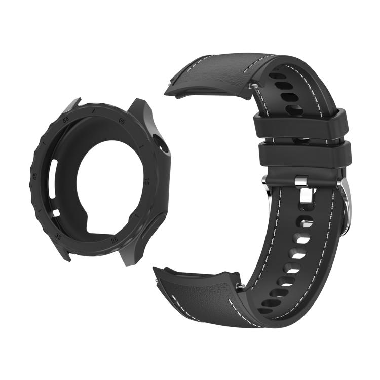 

For OPPO Watch X2 Mini Silicone Watch Cover Integrated Stitched Silicone Watch Band(Black)