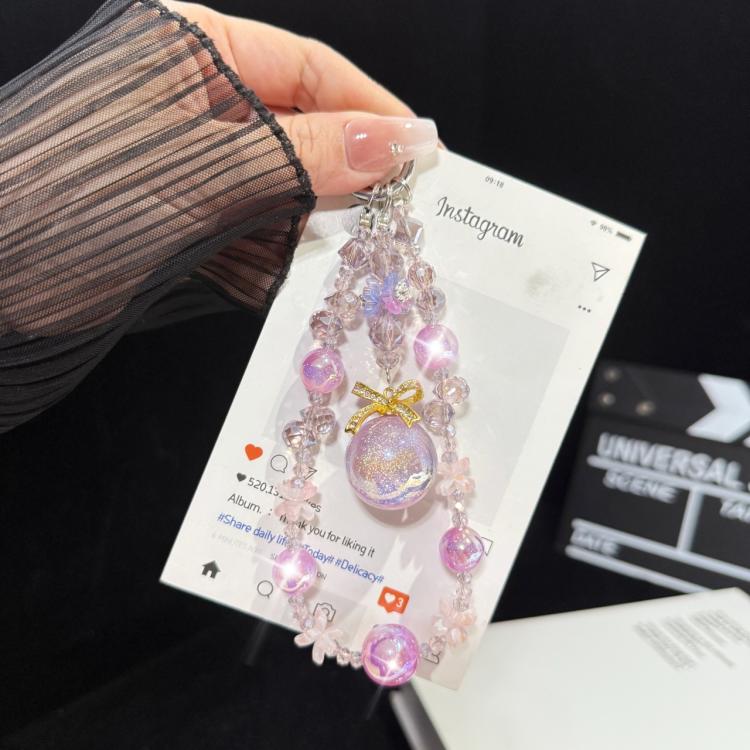 

Purple Large Bead Pendant Crystal Phone Chain