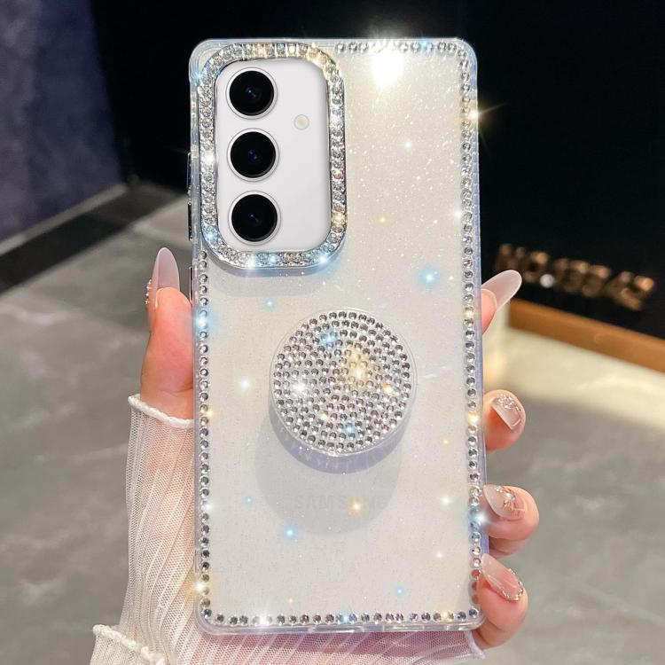 

For Samsung Galaxy S24 FE 5G Diamond Glitter Diamond Round Holder Phone Case(Transparent)
