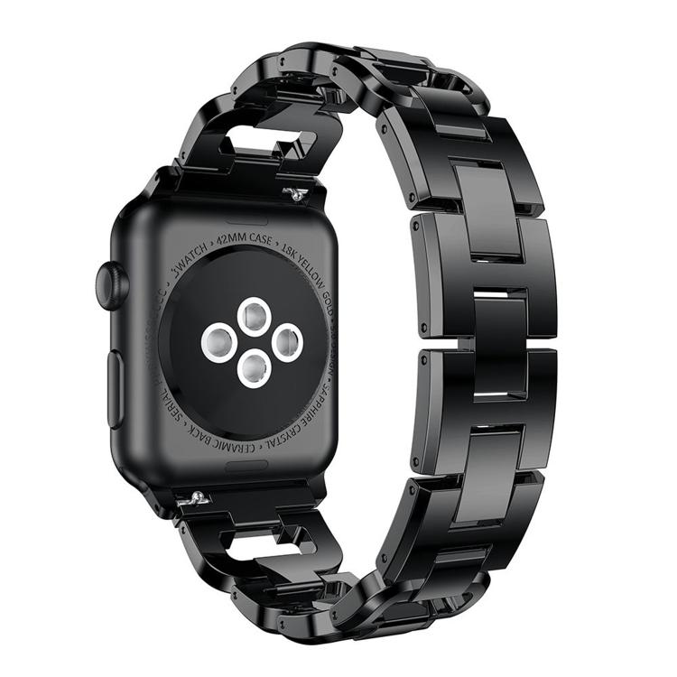 

For Apple Watch 46mm / 49mm / 45mm / 44mm Square Diamond Zinc Alloy Watch Band(Black)