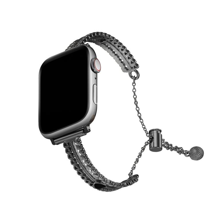 

For Apple Watch 46mm / 49mm / 45mm / 44mm White Stone Love Bracelet Zinc Alloy Watch Band(Black)