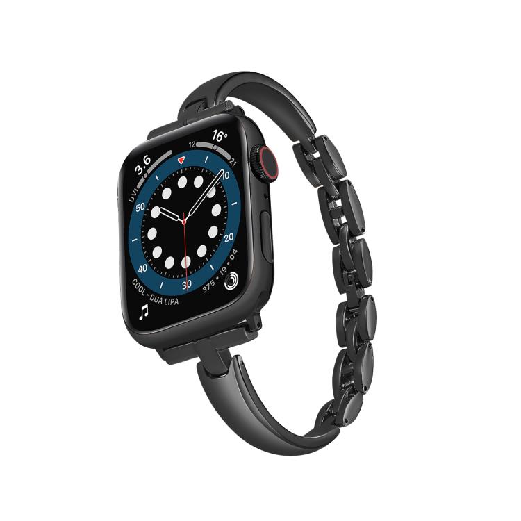 

For Apple Watch 46mm / 49mm / 45mm / 44mm Metal Bracelets Zinc Alloy Watch Band(Black)