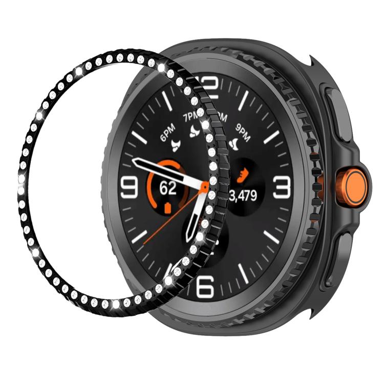 

For Samsung Galaxy Watch8 Classic 46mm Single Row Diamond Metal Watch Protection Ring(Electroplated Black)