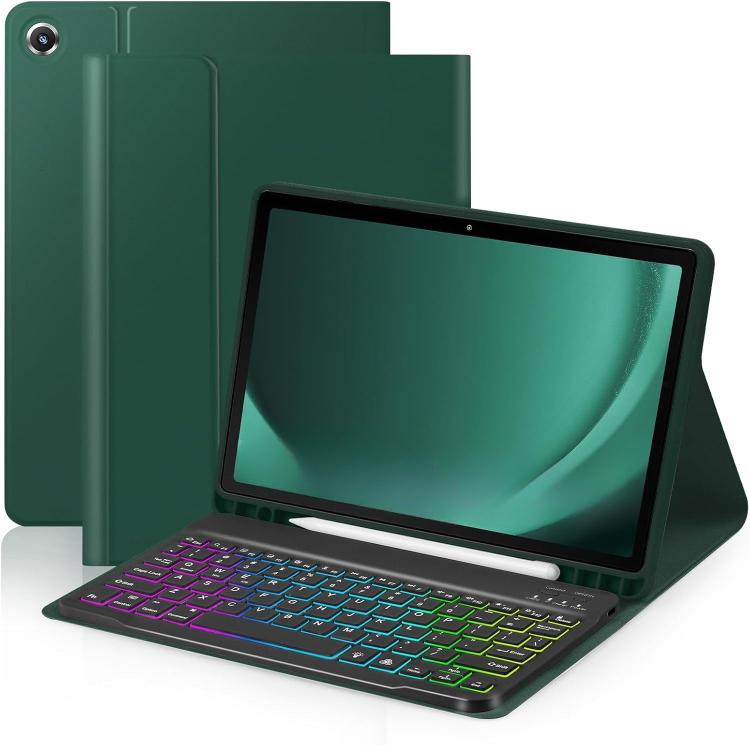 

For iPad Air 11 2024 Backlit Colorful Bluetooth Keyboard Protective Leather Case(Dark Night Green)