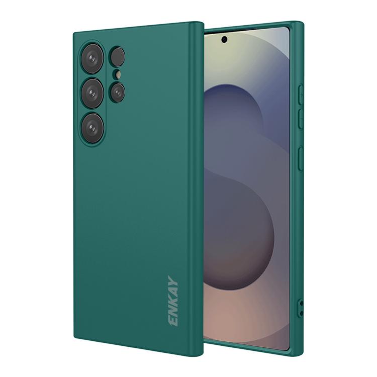 

For Samsung Galaxy S26 Ultra 5G ENKAY Liquid Silicone Soft Shockproof Phone Case(Dark Green)