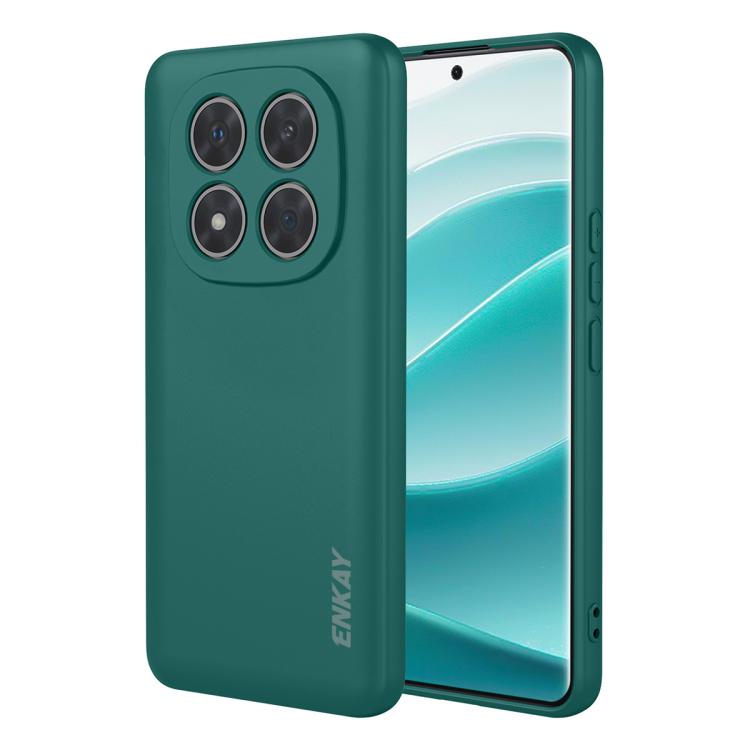 For Redmi Note 14 Pro+ 5G Global ENKAY Liquid Silicone Soft Shockproof Phone Case(Dark Green)