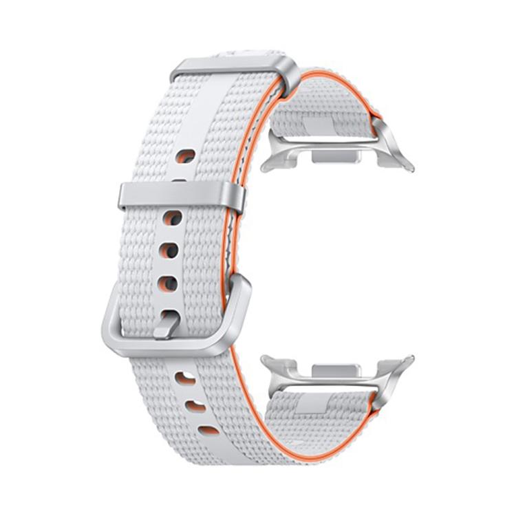 

For Samsung Galaxy Watch8 / Watch8 Classic Steel Buckle Striped Elastic Nylon Watch Band(White)