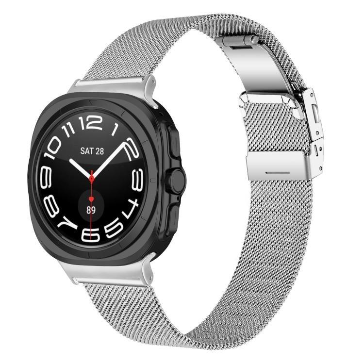 

For Samsung Galaxy Watch Ultra 47mm / Ultra 2025 Turtle Buckle Milanese Metal Watch Band(Silver)