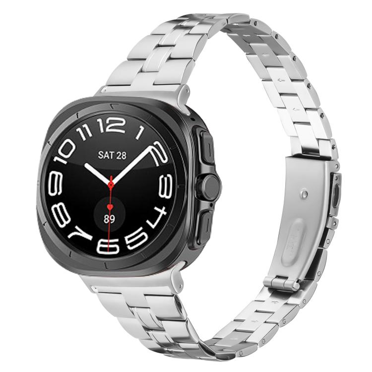 

For Samsung Galaxy Watch Ultra 47mm / Ultra 2025 Three Beads Slim Stainless Steel Watch Band(Silver)