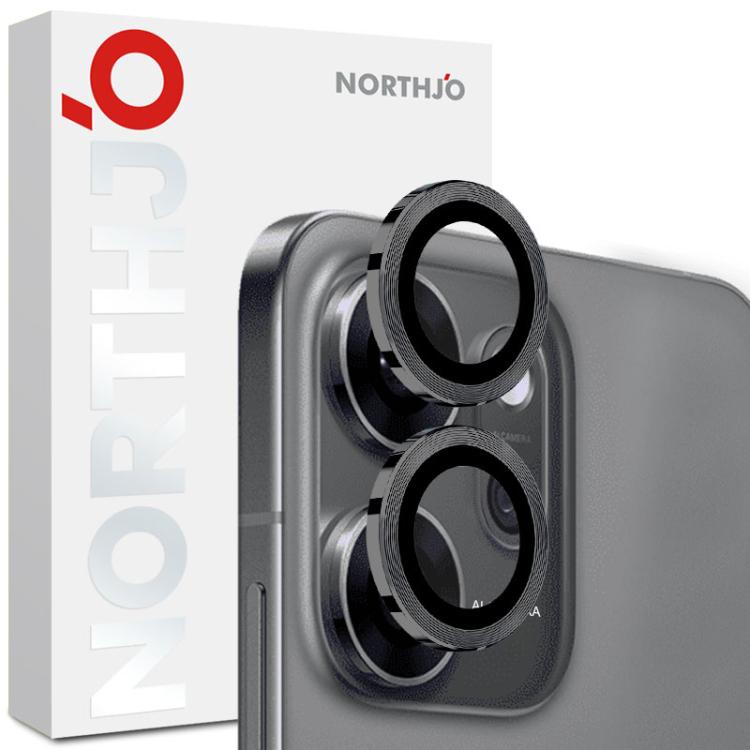 

For OPPO Reno14 F 5G NORTHJO Camera Lens Protector CD Metal Ring Tempered Glass Film(Black)