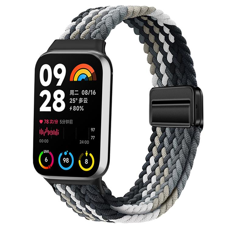 

For Xiaomi Smart Band 9 Pro / Redmi Watch 5 Slim Magnetic Buckle Braided Loop Watch Band(Black Cochineal)