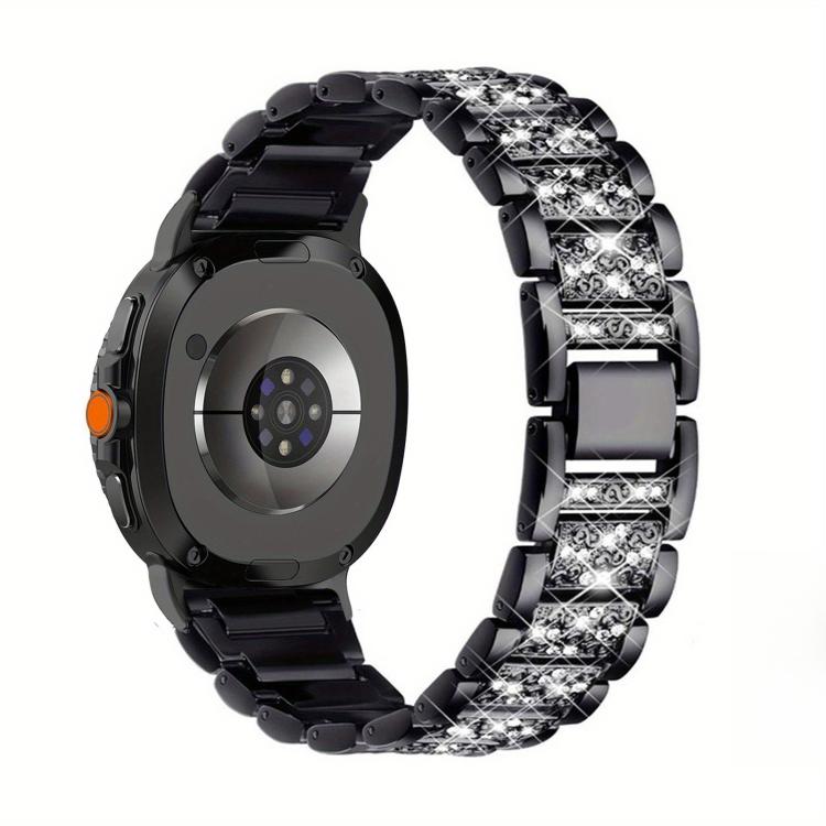 

For Samsung Galaxy Watch8 / Watch8 Classic Triple Beads Diamond Metal Watch Band(Black)