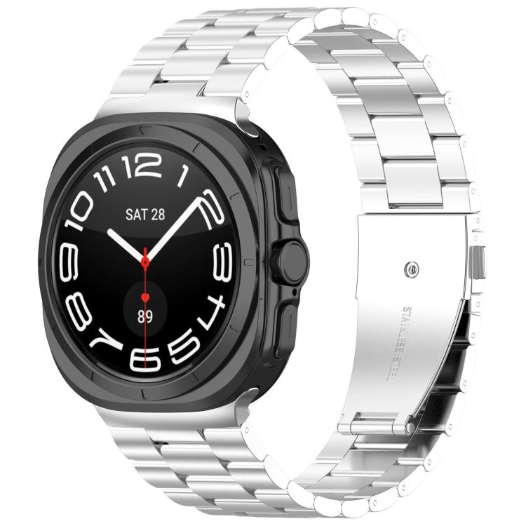 

For Samsung Galaxy Watch Ultra 47mm / Ultra 2025 Three Beads Stainless Steel Watch Band with Removal Tool(Silver)