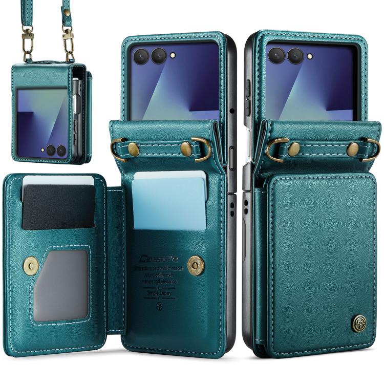 

For Samsung Galaxy Z Flip7 CaseMe C22 Card Slots Holder RFID Anti-theft Phone Case(Green)