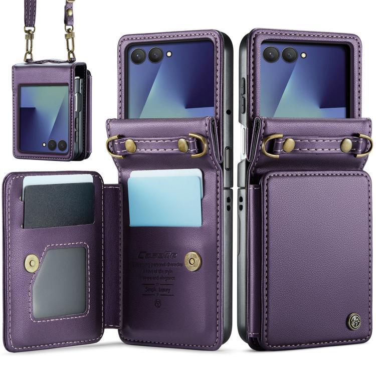 

For Samsung Galaxy Z Flip7 CaseMe C22 Card Slots Holder RFID Anti-theft Phone Case(Purple)