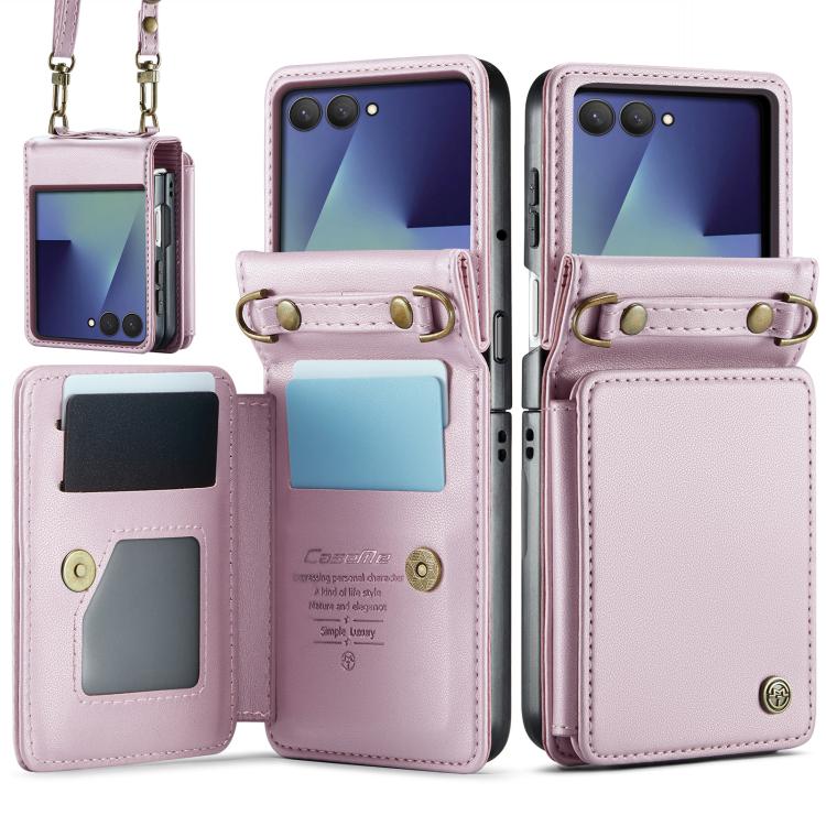 For  Galaxy Z Flip7 5G CaseMe C22 Card Slots Holder RFID Anti-theft Phone Case(Pink)