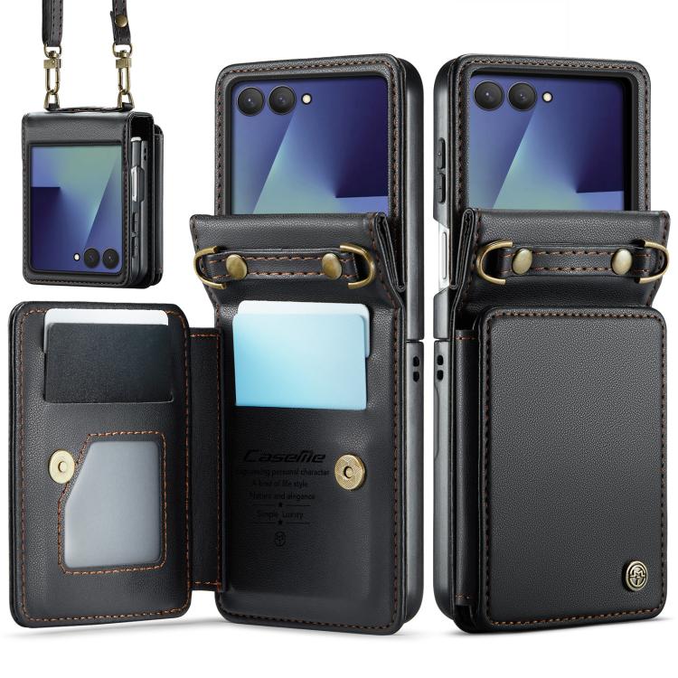 For Galaxy Z Flip8 5G CaseMe C22 Card Slots Holder RFID Anti-theft Phone Case(Black)