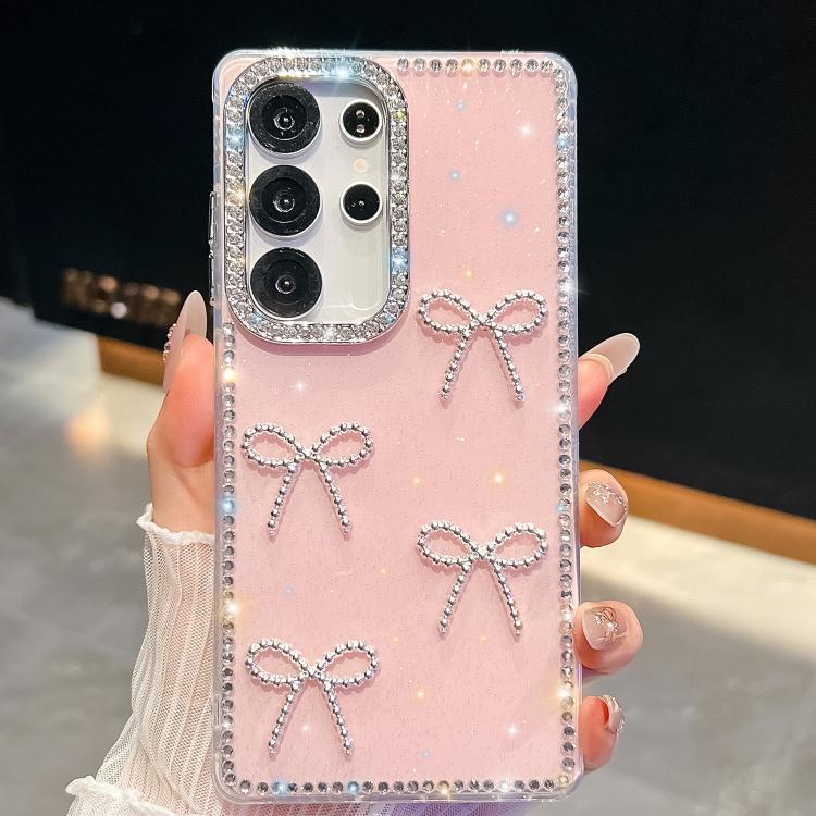 

For Samsung Galaxy A56 5G Diamond Glitter Bow-knot Four-Corner Shockproof Phone Case(Light Pink)