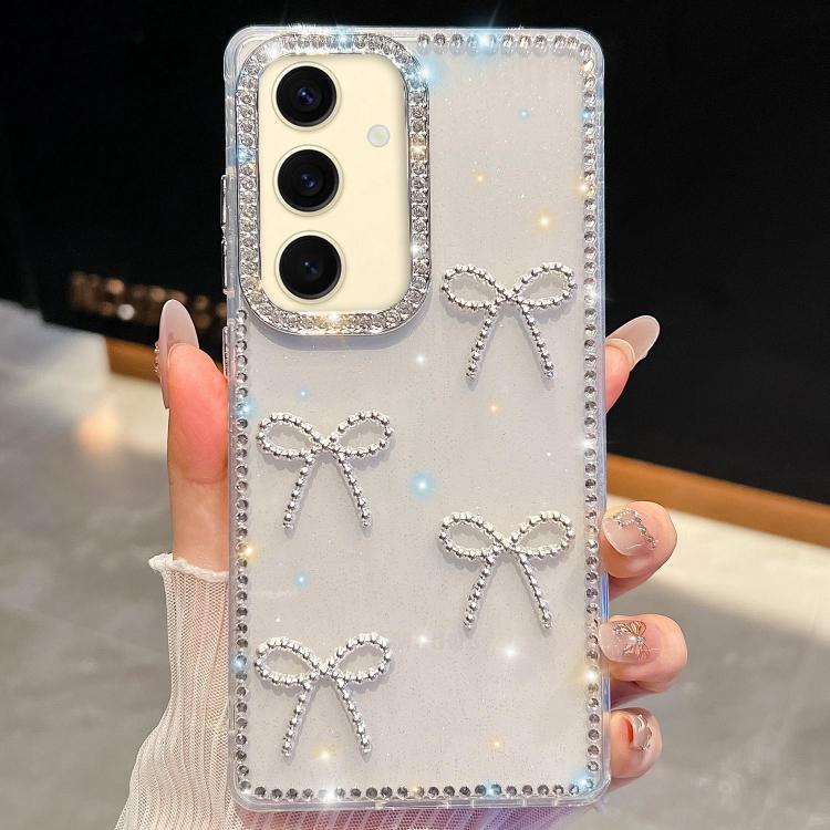 

For Samsung Galaxy S24+ 5G Diamond Glitter Bow-knot Four-Corner Shockproof Phone Case(Transparent)