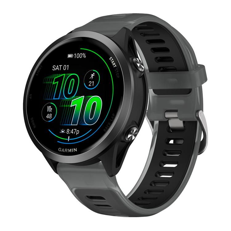 

18mm Silver Steel Buckle Translucent Color Silicone Watch Band(Black)